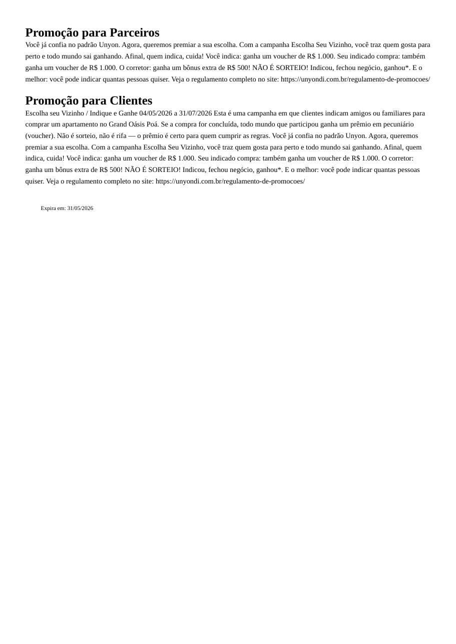 Grand Oasis Poá - Unyon Desenvolvimento Imobiliário